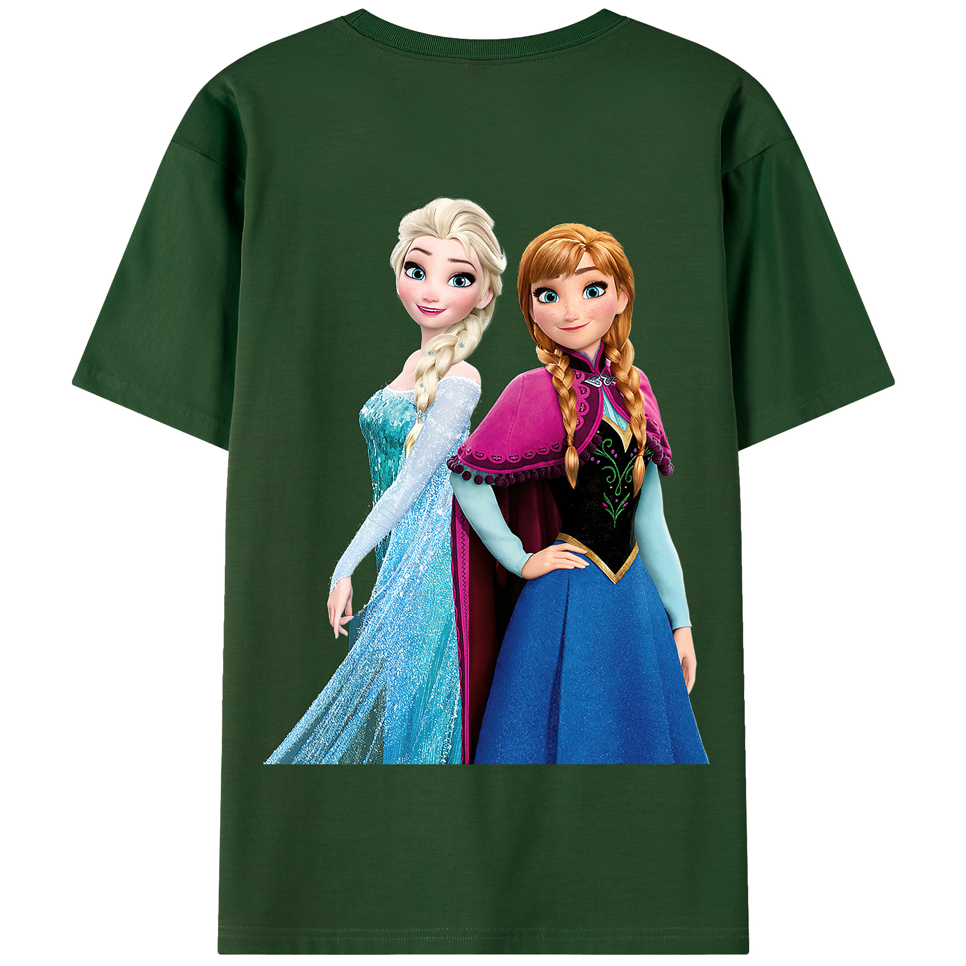 （画像用） アナと雪の女王 アンナ エルサ Frozen Anna Elsa 綿100％半袖Tシャツ（背面プリント）